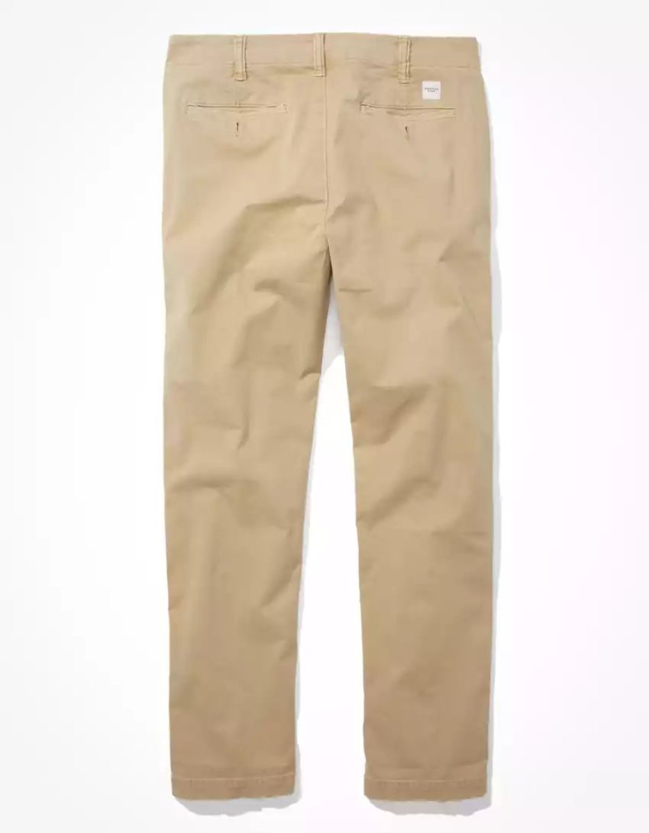 Pantalon American Eagle AE Flex Athlétiques Droit Lived-In Khaki Kaki Clair Homme | MDP-50633572